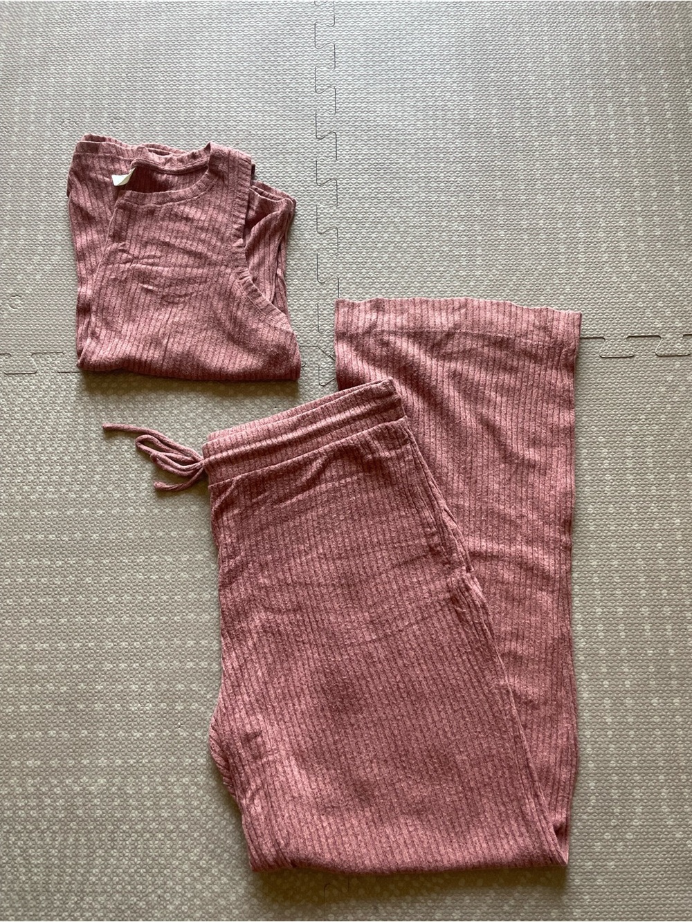 Sonoma Matching Lounge Set Ribbed Tank Top and Pants in Rose Mauve